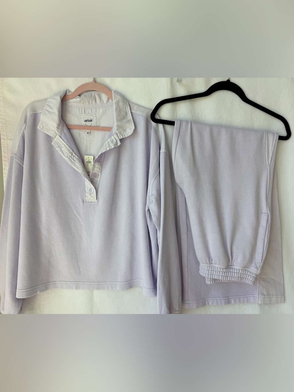 Aerie First Class Lavender Dawn Fleece Trouser and Sweatshirt Size Small